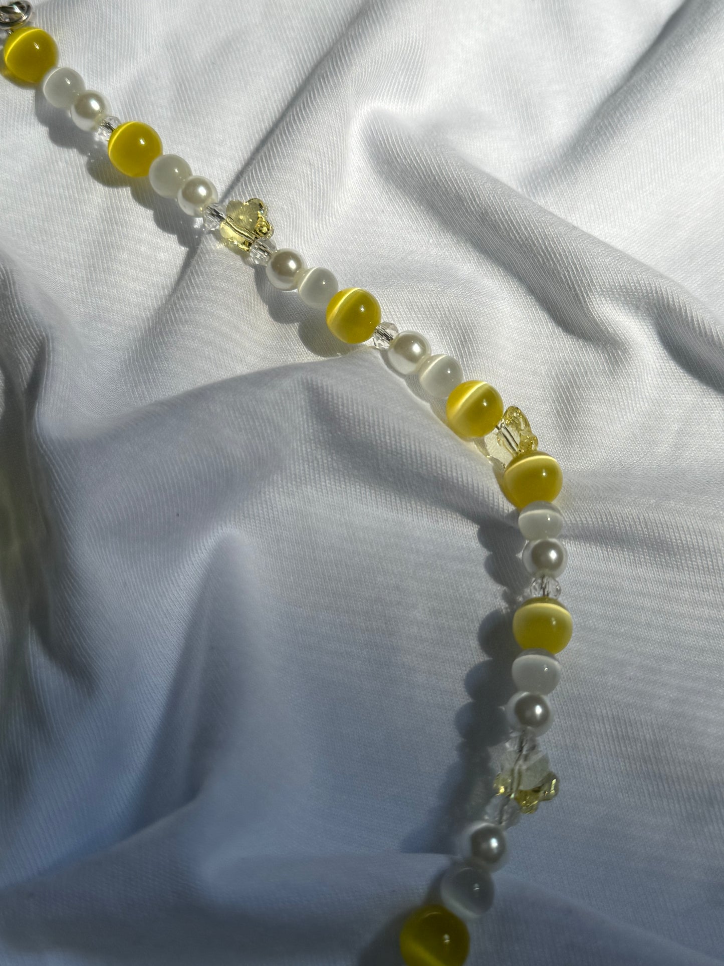 Perlenkette gelb mit Swarovski Perlen
