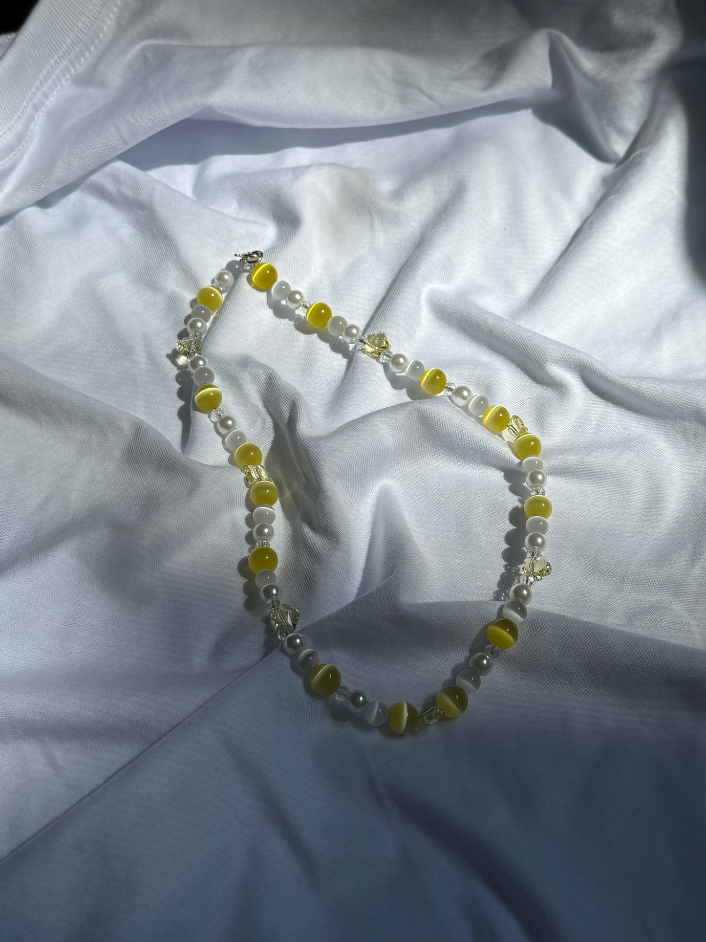 Perlenkette gelb mit Swarovski Perlen